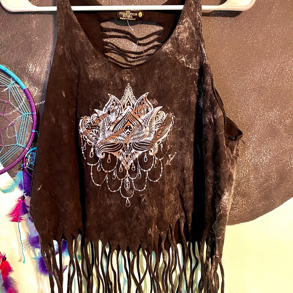 Acid wash fringe bottom lotus tank